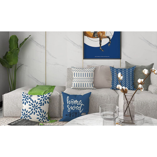 Fodere per cuscini in lino azzurro chiaro, set da 4 pezzi, 45x45 cm 2