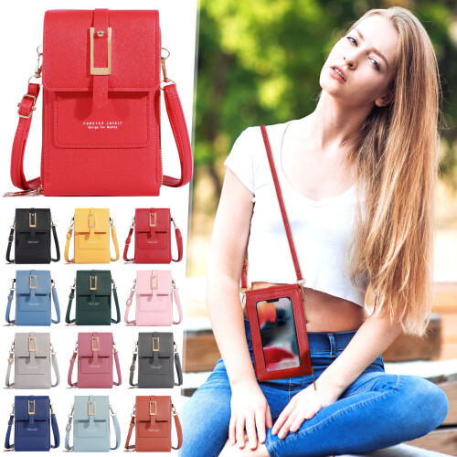 Dames crossbody telefoontas van leer met touchscreen mini-formaat. 2