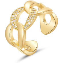 Anillo abierto geométrico retorcido chapado en oro de 14 quilates para mujer –
