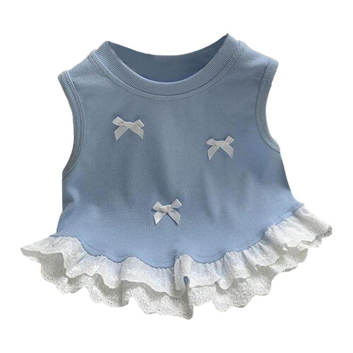 Αμάνικο τοπ με φιόγκο και βολάν για κορίτσια, 4-5 ετών