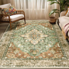 Washable area rug floral vintage medallion 4 ft