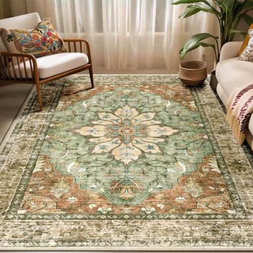 Πλενόμενο χαλί floral vintage μενταγιόν 1,25 μ.