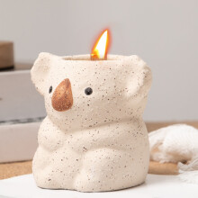 Scented Soy Wax Pillar Candle with Koala Figurine