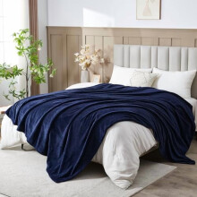 Mäkká hodvábna flanelová flísová deka Queen Dark Navy 90x90 palcov