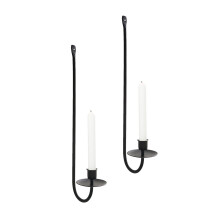 Apliques de pared de hierro forjado negro para velas (paquete de 2)
