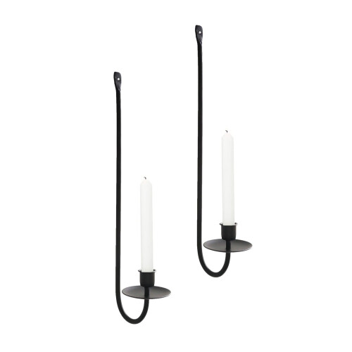 Aplice de perete din fier forjat negru, pachet de 2