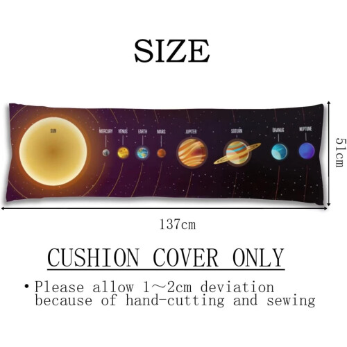 Capa de almofada de corpo com estampa do Sistema Solar, 50x137 cm (20x54 polegadas) 1