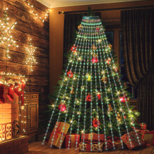 Luces LED para árbol de Navidad con control remoto, 16 guirnaldas, 300 cm