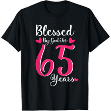 Camiseta de aniversário de 65 anos, 100% algodão.