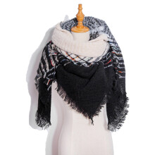 Women's winter plaid scarf with tassels