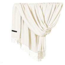 Pashmina Scarf for Women Soft Solid Shawl with Fringes White