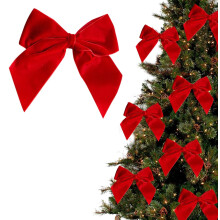 Rode fluwelen kerstboomstrikken, 12 stuks, 5,1 x 7 inch, vintage stijl.