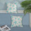 Conjunto de capas de almofada costeiras 18x18 em linho com tema de estrela-do-mar e oceano 3