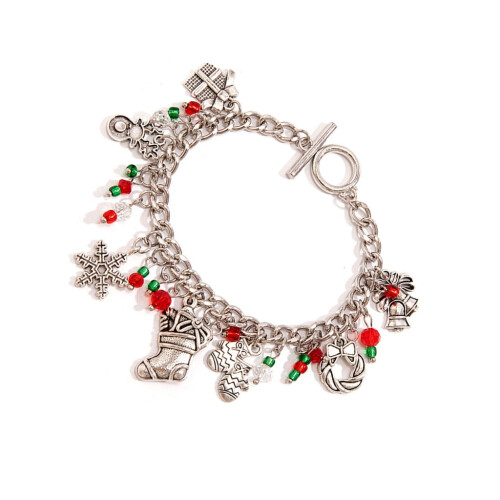 Christmas Tree and Snowflake Bracelet Beaded Wrist Chain