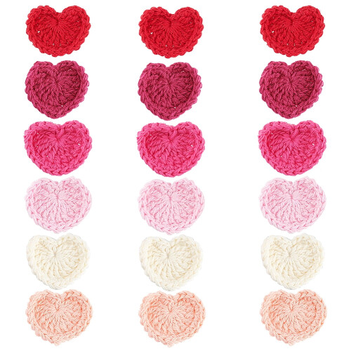 Apliques de ganchillo de corazones de amor de algodón (18 piezas)