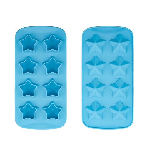 Blaue Silikon-Eiswürfelform mit 5-Sterne-Entriegelung