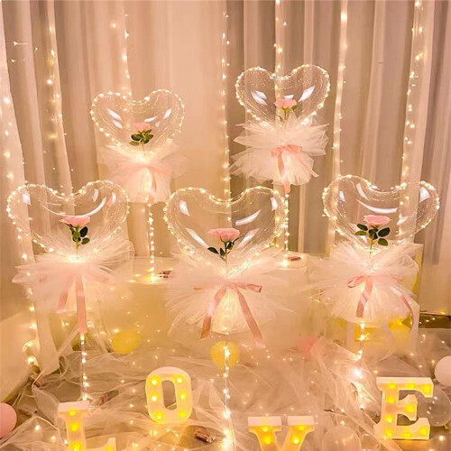Glow Balloon Rose Bouquet with LED Lights 1 Set