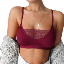 Dame-bralette med blonder, uten bøyle, ensfarget, S-5XL