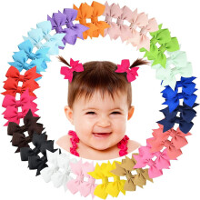 Pinzas para el cabello de bebé con lazos, totalmente forradas, 20 pares.