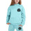 Conjunto de moletom infantil folgado com capuz e estampa azul claro. 1