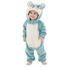 Halloween-Cartoon-Tier-Kapuzen-Flausch-Einteiler hellblau 3-6M