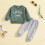 Conjunto de roupa infantil de outono com moletom estampado com letras e 2