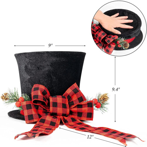 Christmas Hat Decoration Black Retractable Tree Topper with 2