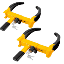 2-Pack Heavy Duty Trailer Wheel Clamp, Yellow/Black, Universal Anti-Theft Lock for Trailers, SUVs, Boats, ATVs, Motorcycles, Golf Carts – Compatible