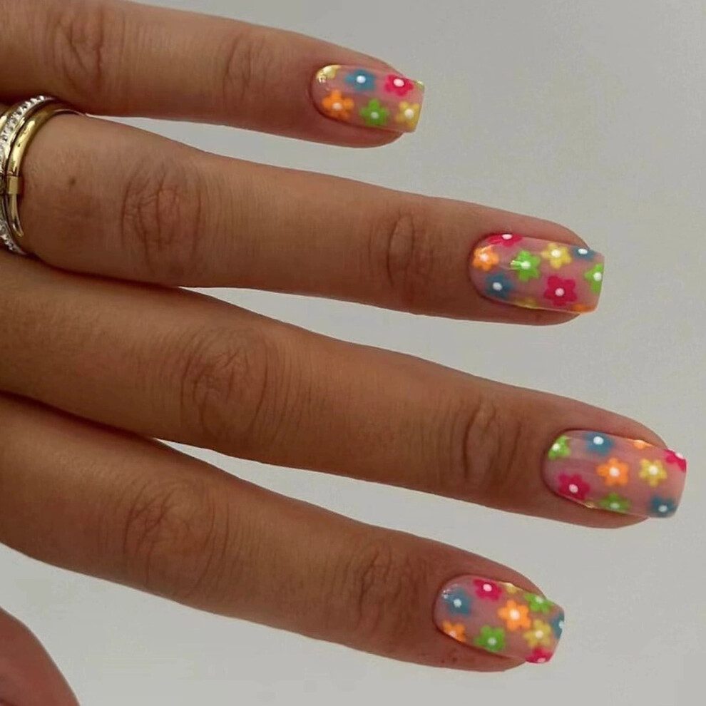 French Fake Nails Square Glossy 24 Pieces
