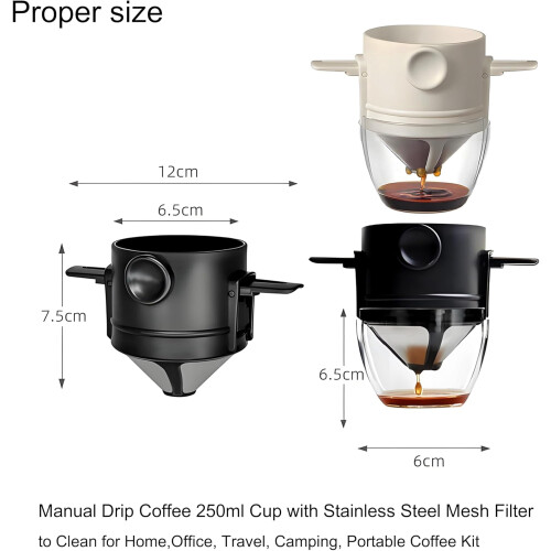 Pour Over kaffemaskine rustfrit stål filter 250ml 1