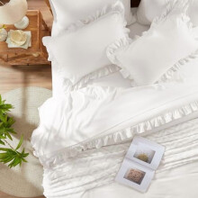 Queen Comforter Set White Shabby Chic 7-Piece