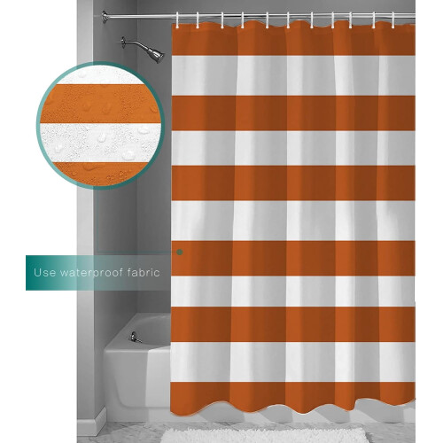 Duschvorhang Orange-Weiß gestreift, wasserdicht, Polyester 2