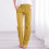Pantaloni casual dritti da donna in misto lino e cotone con 2