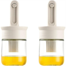 Verstelbare Telescopische Olieborstels met Geïntegreerde Fles, Hittebestendig, Ideaal voor Keuken en Barbecue.