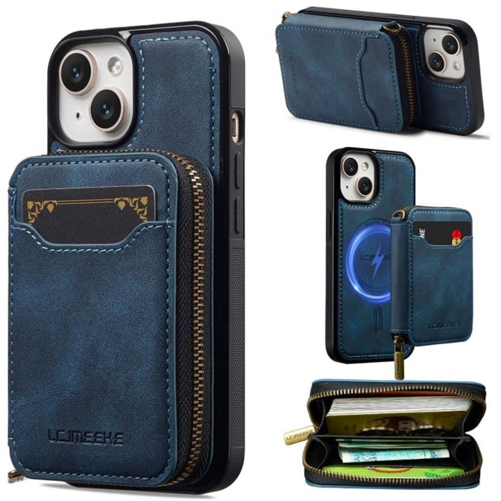 Leather Wallet Phone Case With Zipper Pocket For Iphone 15 941196986078