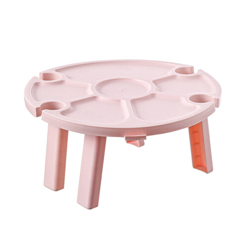 Outdoor portable folding wine table with rack