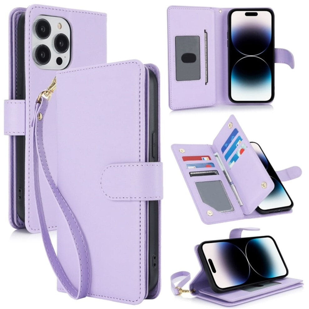 Light Leather Wallet Case For Iphone 14 Pro 6.1 Inch Purple 941196971340