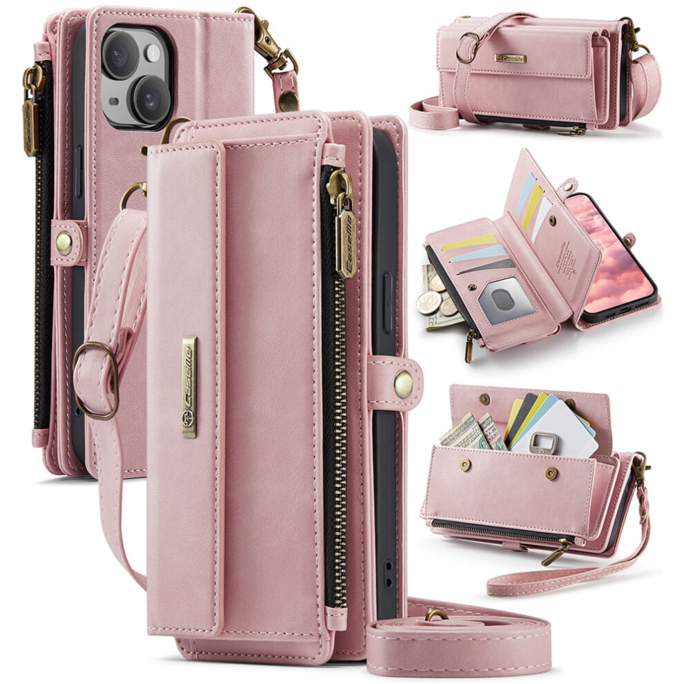 Caseme Iphone 15 Wallet Case Pu Leather With Rfid Pink 941196973580