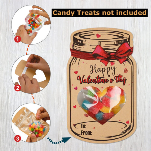 Valentine's Day Candy Cards Drifting Bottle Shape 24 pcs 1