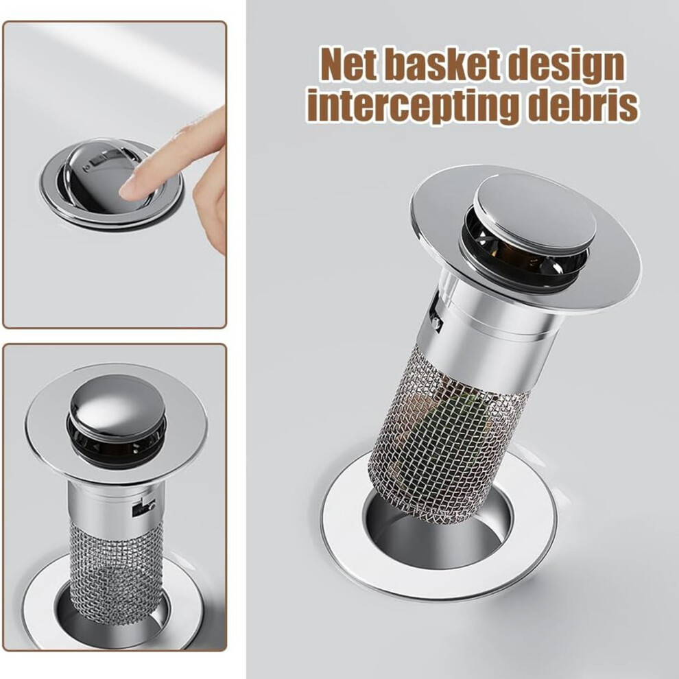 Bathroom Sink Drain Stopper Pop Up Plug 2 Pcs 941196978967