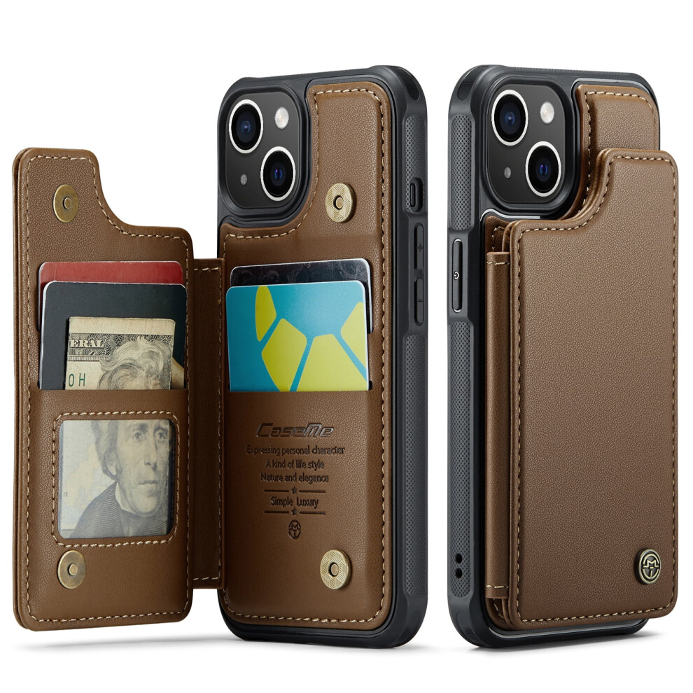 Caseme Leather Wallet Case For Iphone 15 6.1 Inch Brown 941196992659
