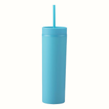 Pahar subțire din plastic cu perete dublu, 473 ml, cu capac