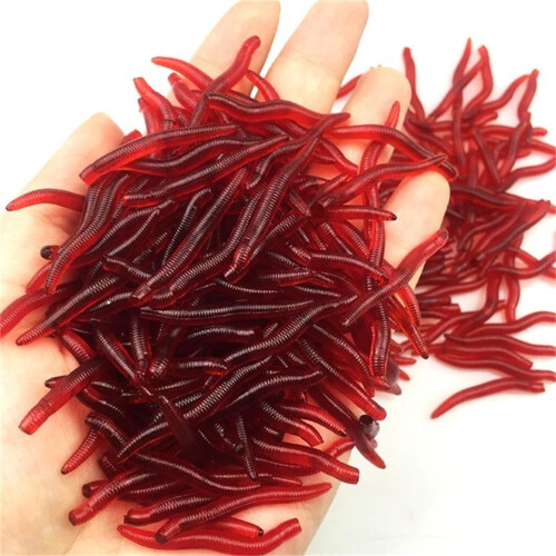 Fishing Bait Earthworm Soft Belly Chest Fork Dice 50pcs 2