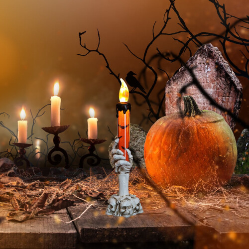 Candelabru de Halloween cu schelet și mână fantomă 2