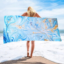Katoenen strandhanddoek marineblauw 30x60 inch 2-pack