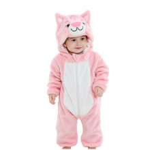Pink Cat Baby Onesie Soft Flannel Long Sleeve 3M–3Y