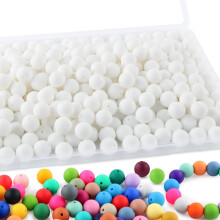 Silikonperler 15 mm runde 170 stk hvite