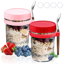 Boîte en verre pour gruau du lendemain avec couvercle et cuillère, 473 ml (16 oz)