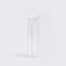 Sport-Trinkflasche mit Strohhalm und Klappverschluss, 6,9 x 24,4 cm, transparent