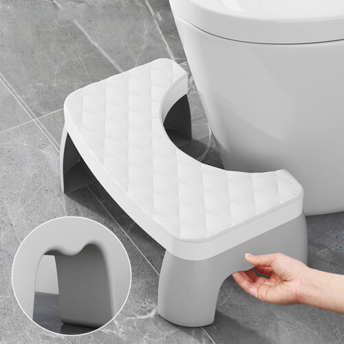 Tabouret de toilette portable blanc compact et robuste